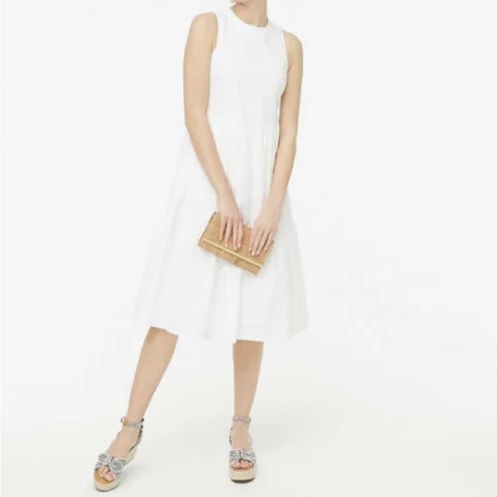 J Crew Women's White Cottagecore Sleeveless tiered dress Size 4 EUC sundress